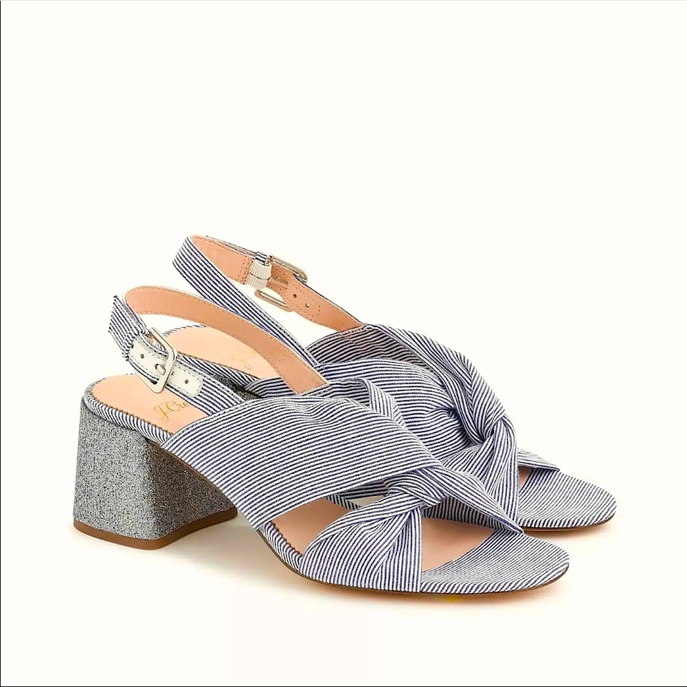 J. Crew Twisted Stripe Block Heel Penny Sandals⛵️